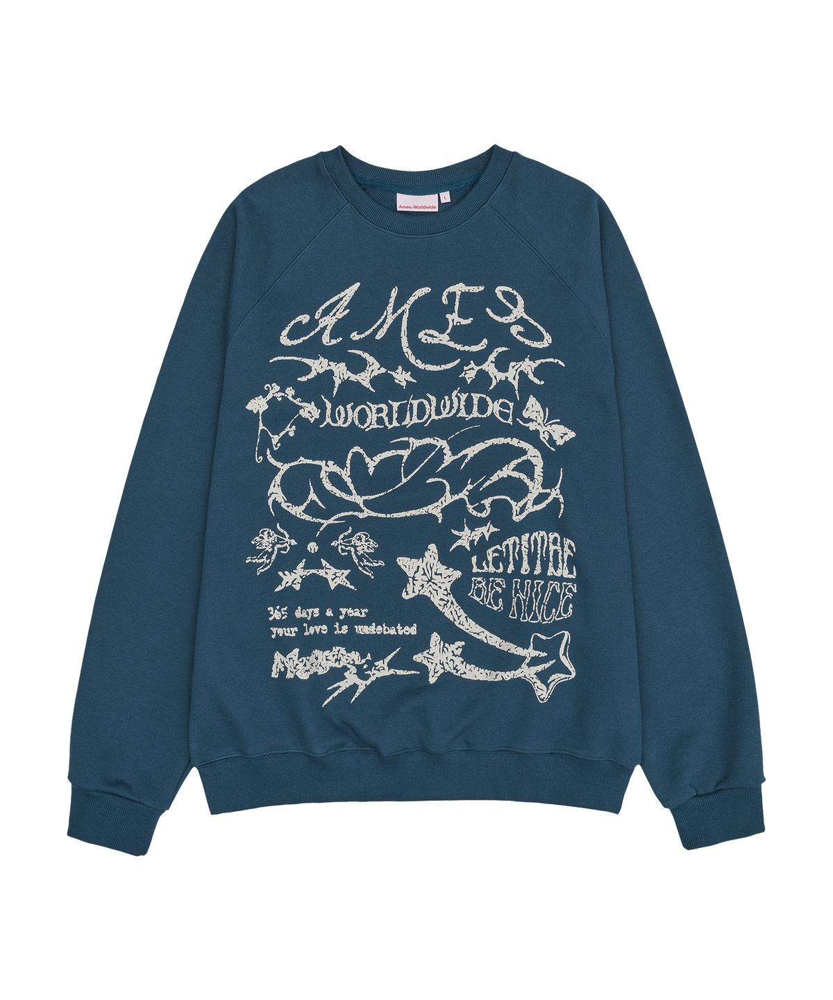 아메스 월드와이드(AMES-WORLDWIDE) GRAPHIC RAGLAN SWEATSHIRT BLUE