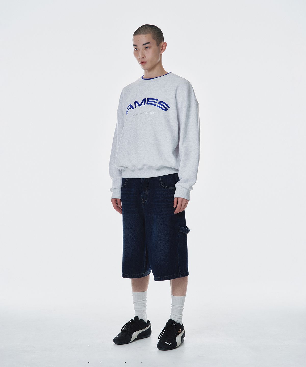 아메스 월드와이드(AMES-WORLDWIDE) LAYERED NECK SWEATSHIRT GREY