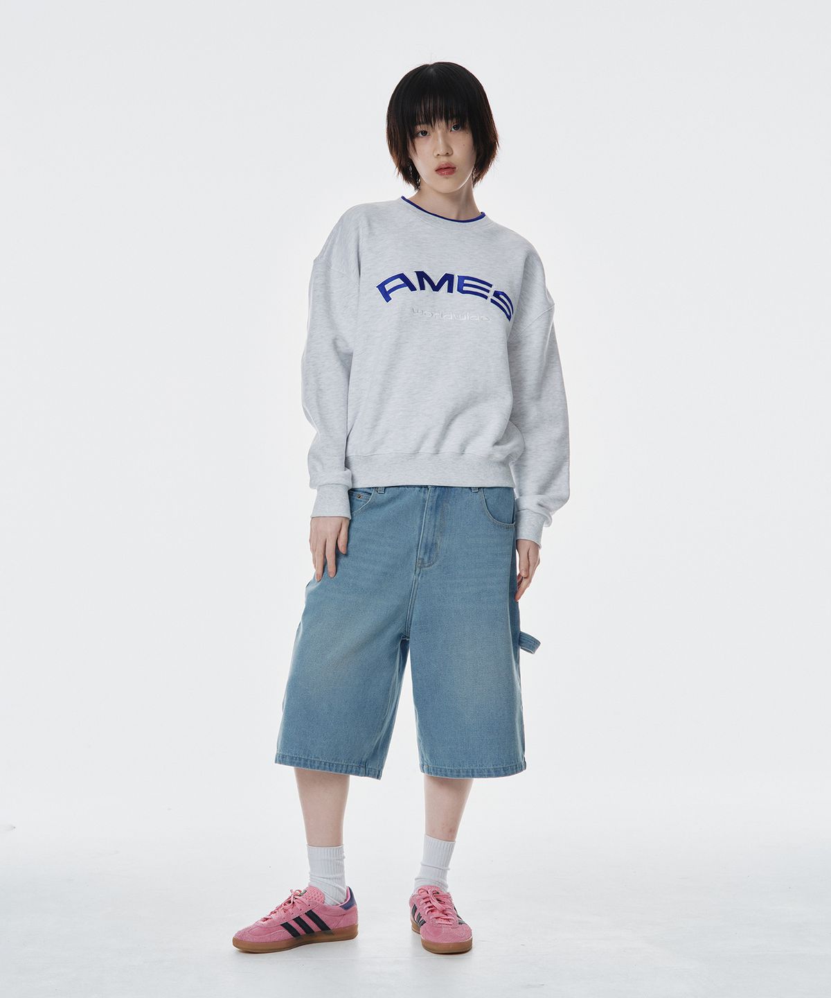아메스 월드와이드(AMES-WORLDWIDE) LAYERED NECK SWEATSHIRT GREY