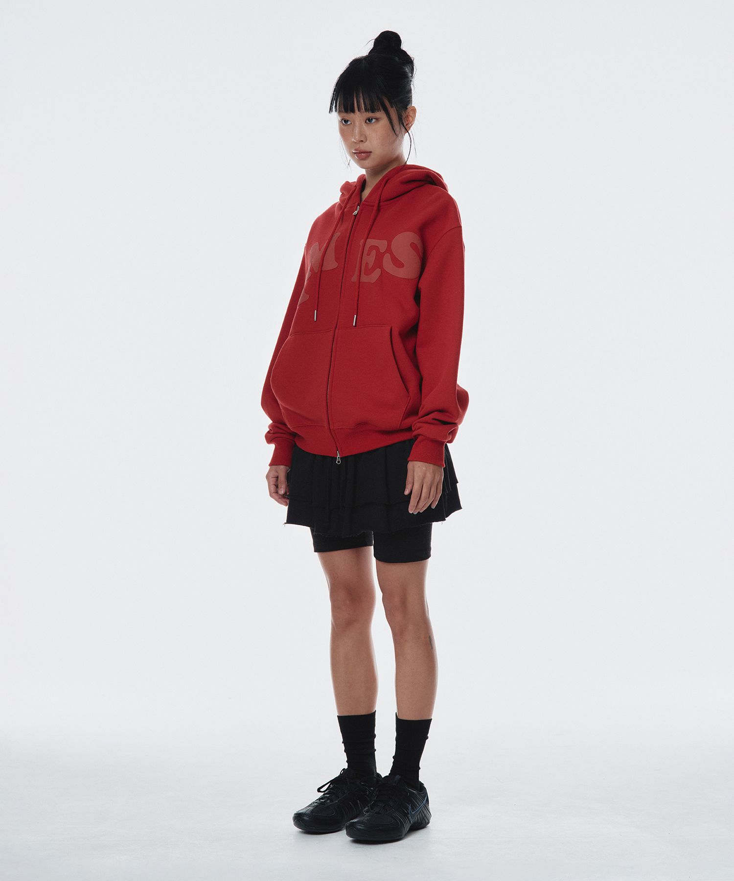 ★AMES-WORLDWIDE★BIG TYPO HOODIE ZIP UP RED★正規品/送料込 MUSINSA公式 | AMES-WORLDWIDE BIG TYPO HOODIE ZIP UP RED