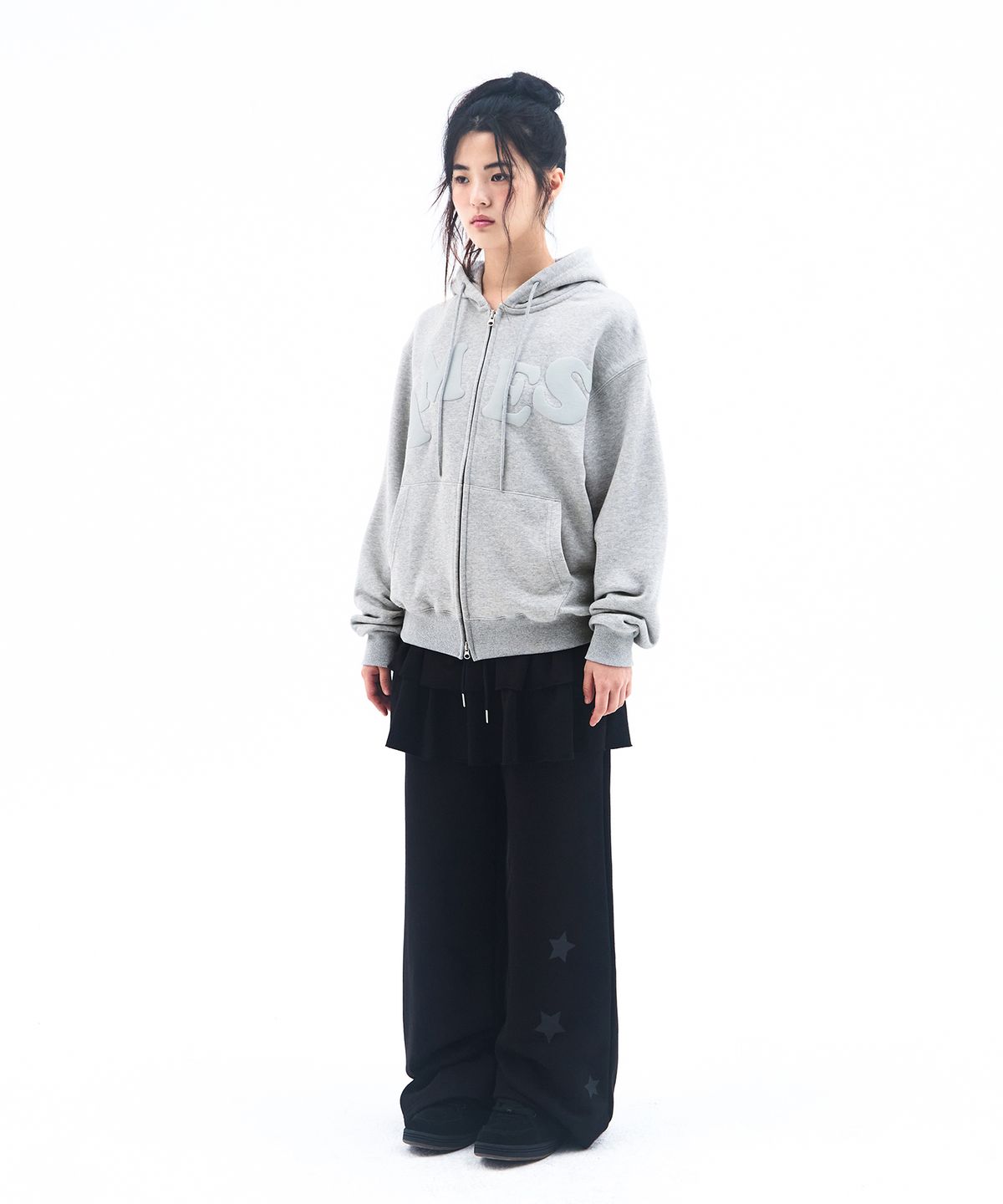 아메스 월드와이드(AMES-WORLDWIDE) BIG TYPO HOODIE ZIP UP GREY