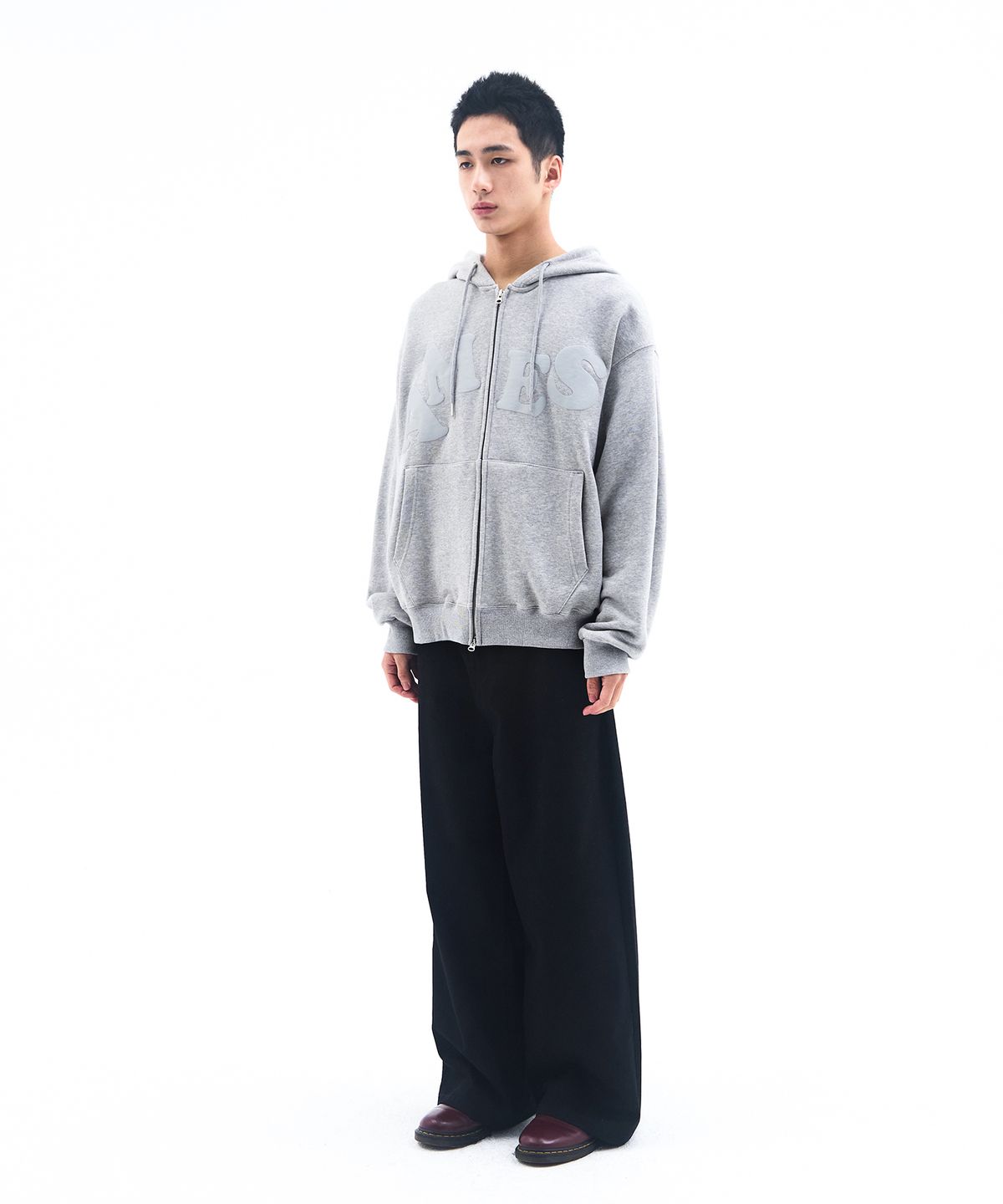 아메스 월드와이드(AMES-WORLDWIDE) BIG TYPO HOODIE ZIP UP GREY