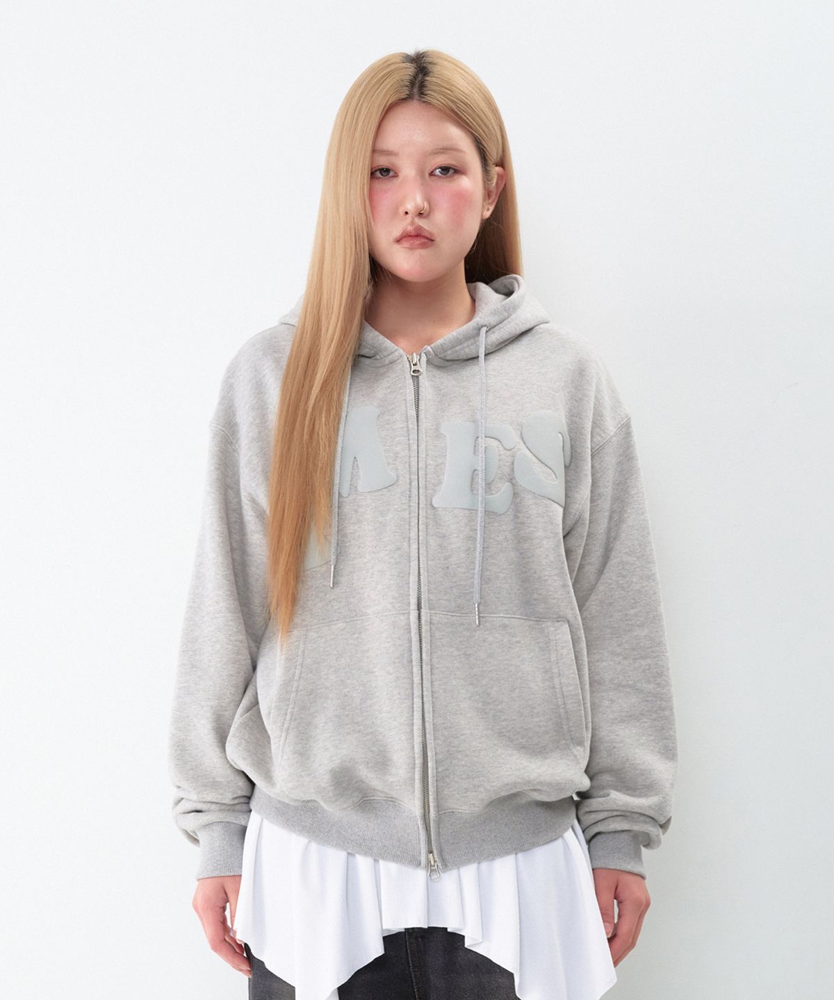 아메스 월드와이드(AMES-WORLDWIDE) BIG TYPO HOODIE ZIP UP GREY