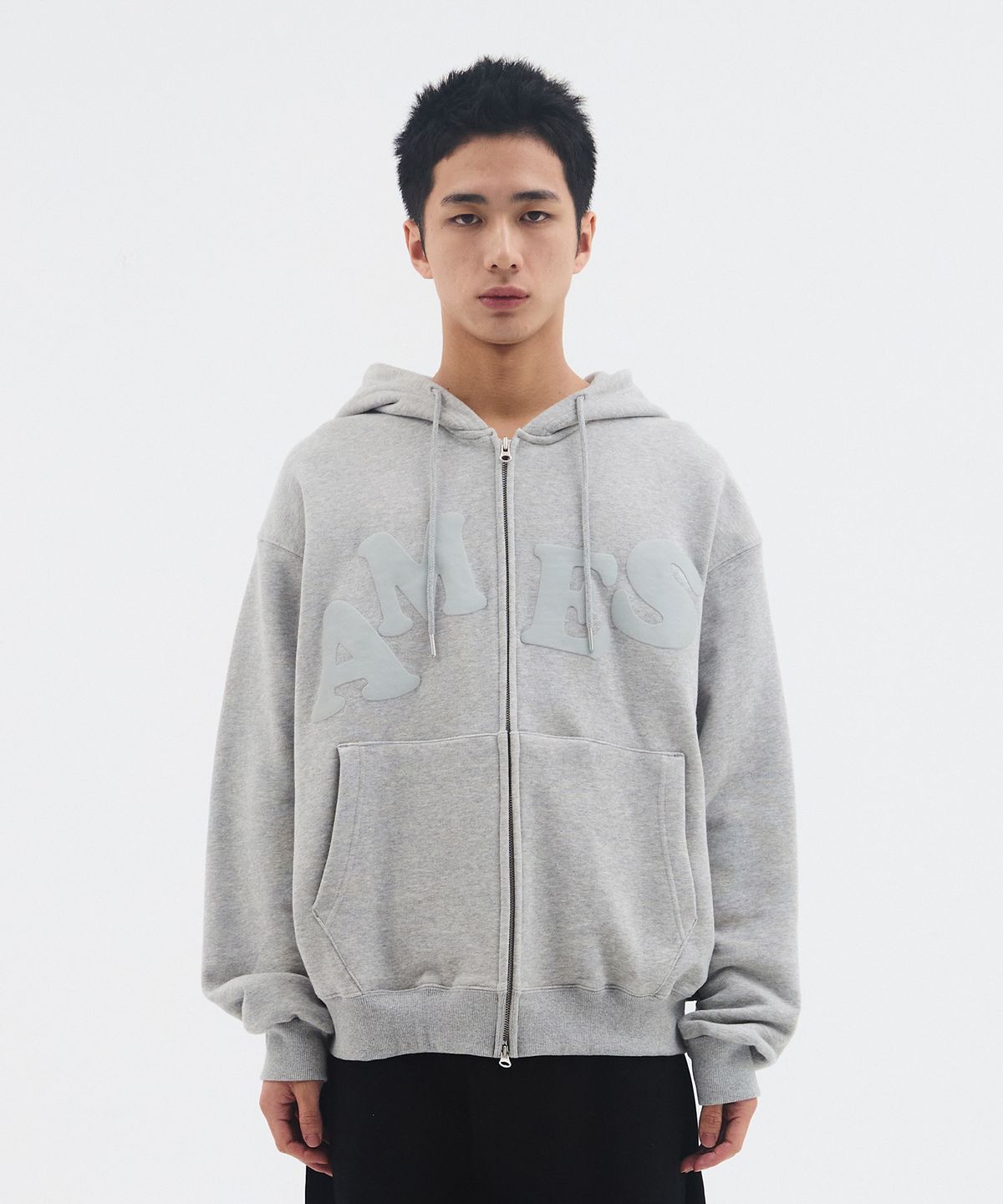 아메스 월드와이드(AMES-WORLDWIDE) BIG TYPO HOODIE ZIP UP GREY