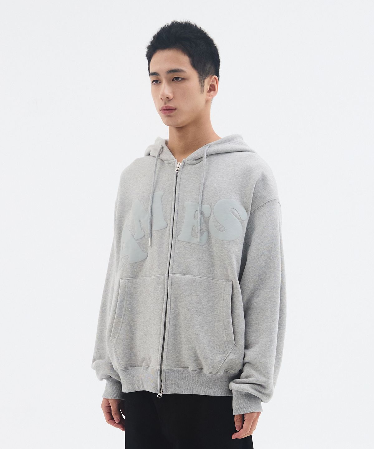 아메스 월드와이드(AMES-WORLDWIDE) BIG TYPO HOODIE ZIP UP GREY