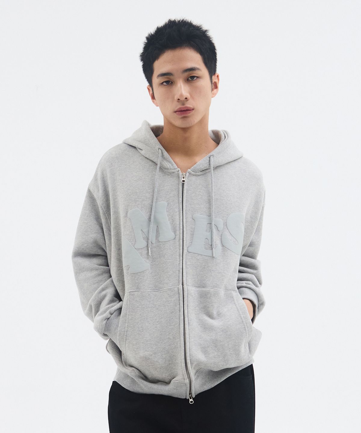 아메스 월드와이드(AMES-WORLDWIDE) BIG TYPO HOODIE ZIP UP GREY