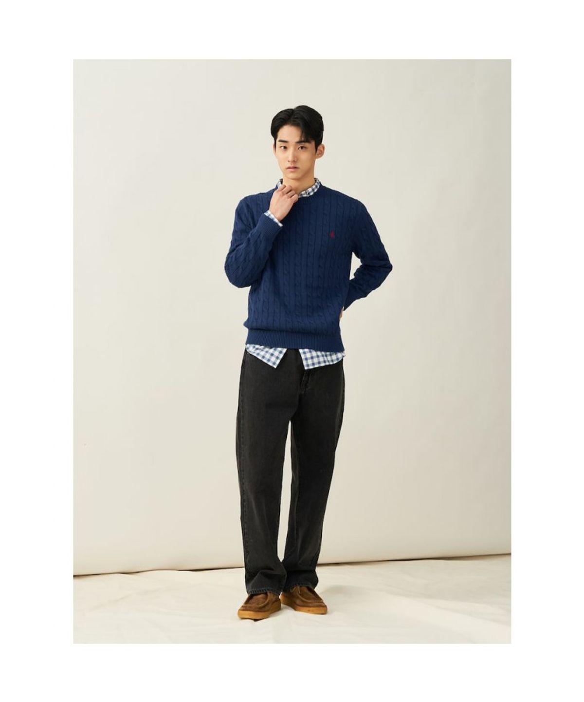 빈폴 멘(BEANPOLE MEN) [Esssential] 남녀공용 코튼 케이블 니트  네이비 (BC5151E05R)