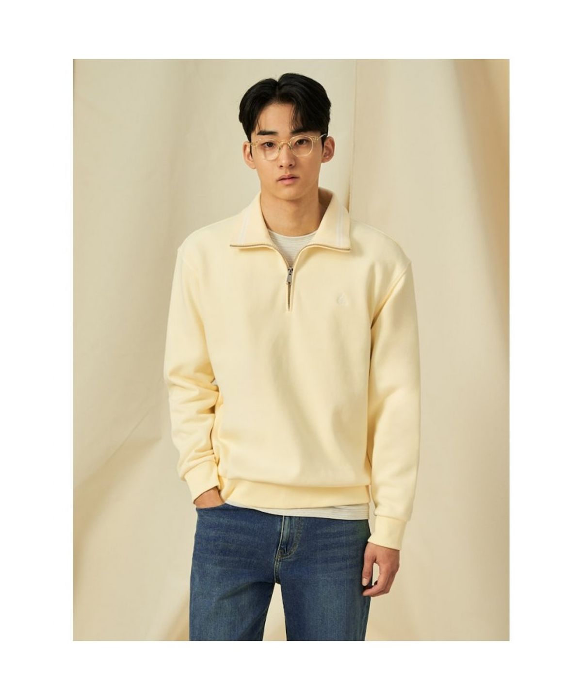 빈폴 멘(BEANPOLE MEN) 칼라넥 스웨트 셔츠  옐로우