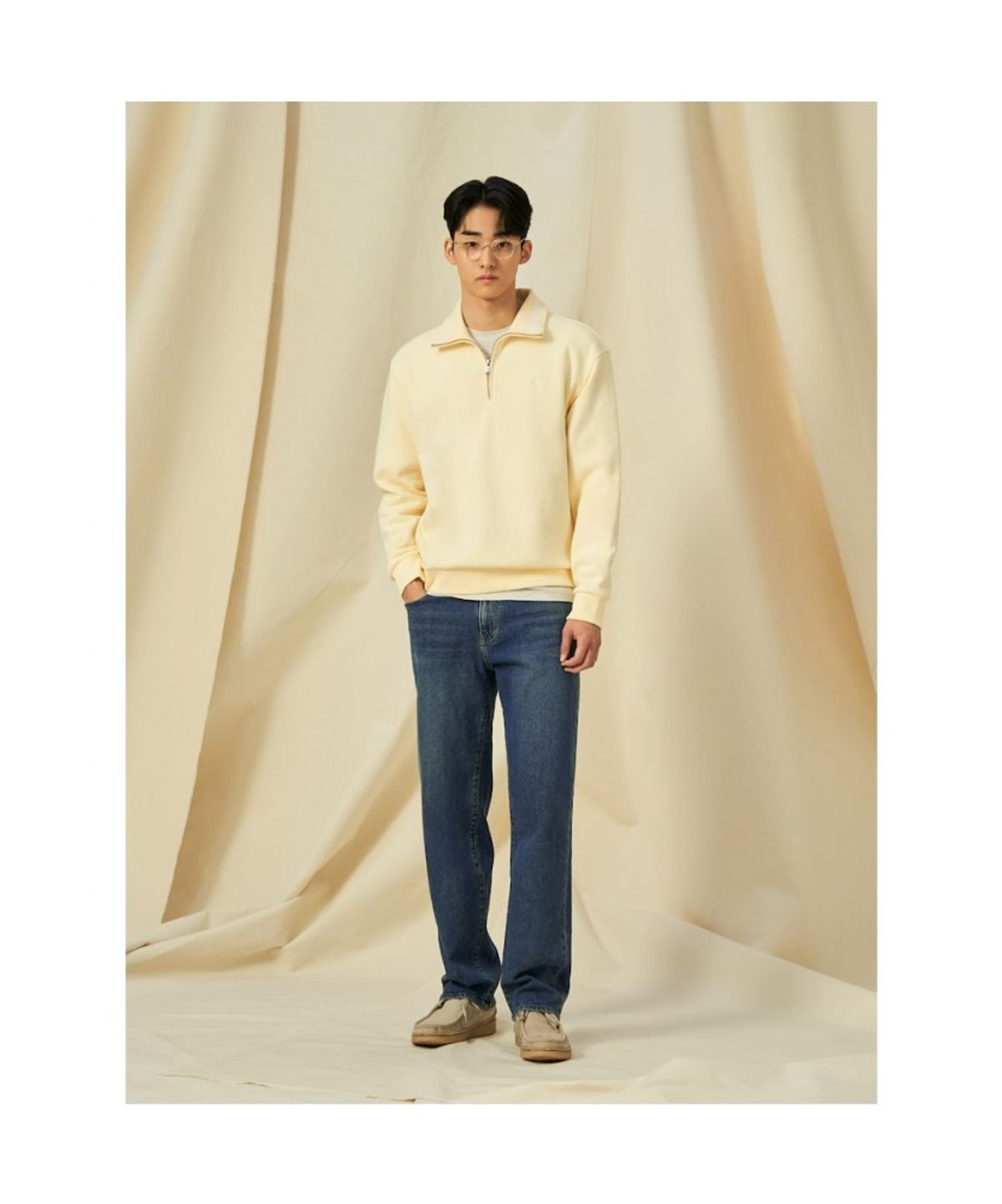 빈폴 멘(BEANPOLE MEN) 칼라넥 스웨트 셔츠  옐로우