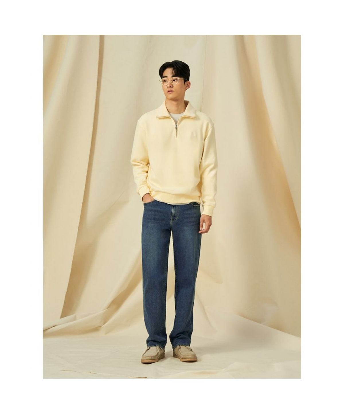 빈폴 멘(BEANPOLE MEN) 칼라넥 스웨트 셔츠  옐로우