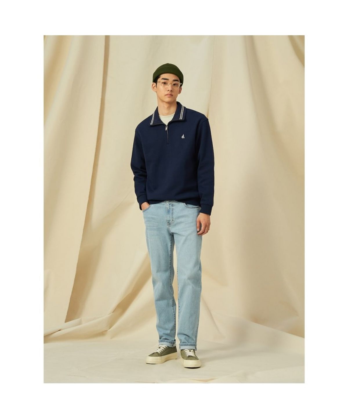 빈폴 멘(BEANPOLE MEN) 칼라넥 스웨트 셔츠  네이비