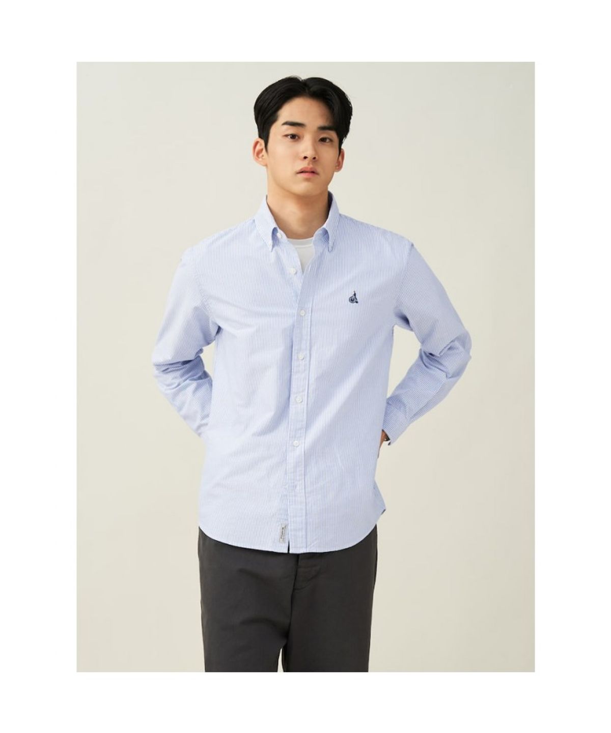 빈폴 멘(BEANPOLE MEN) [Essential] 남녀공용 옥스퍼드 스트라이프 셔츠  블루