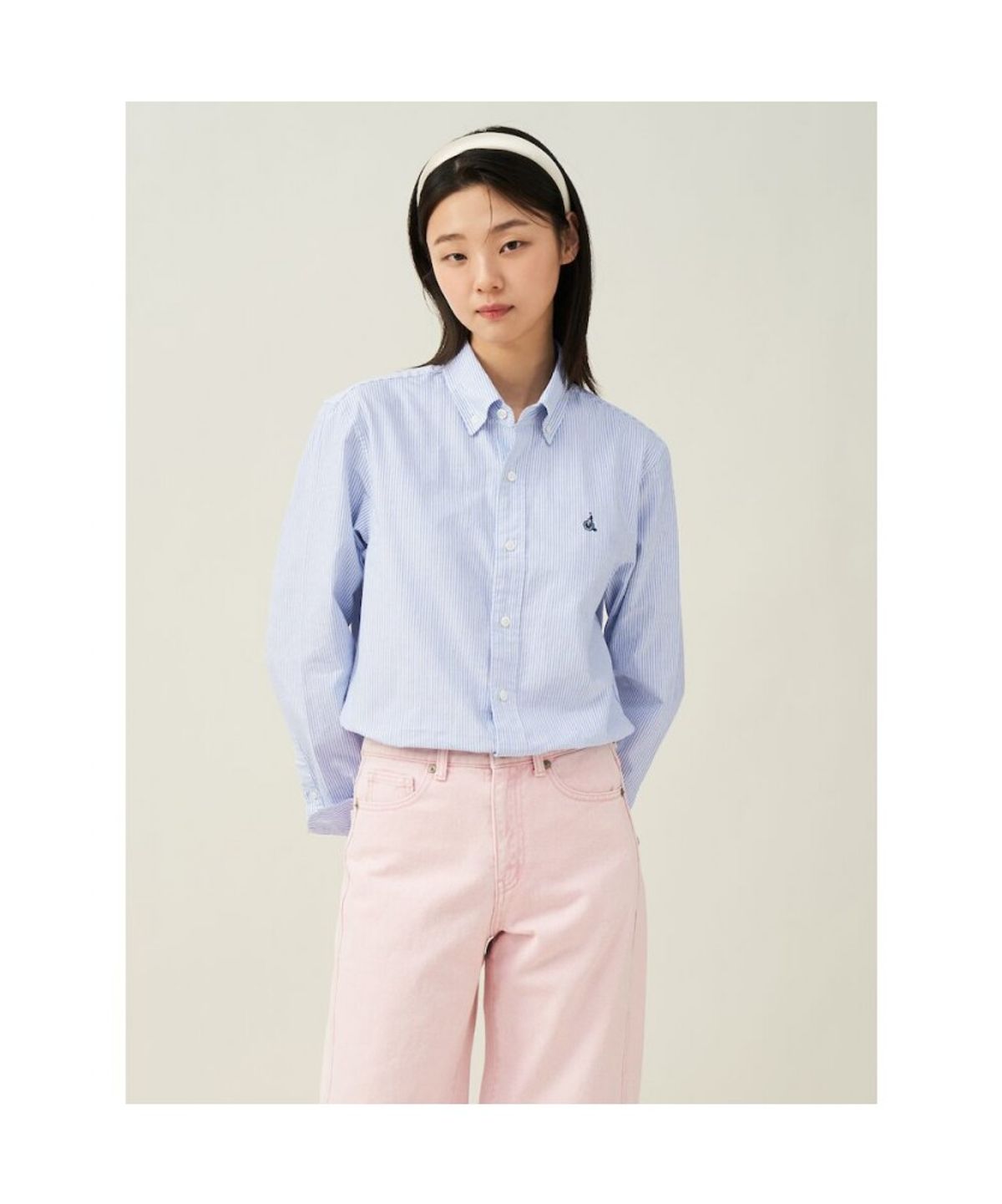 빈폴 멘(BEANPOLE MEN) [Essential] 남녀공용 옥스퍼드 스트라이프 셔츠  블루
