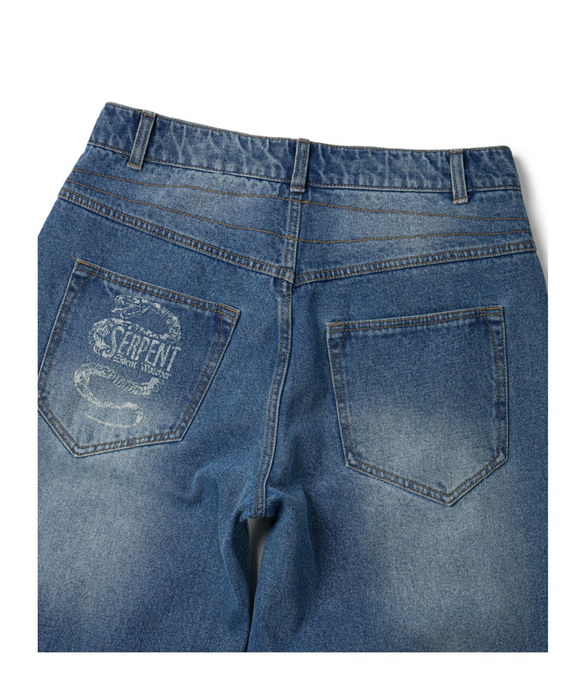 이티씨이(ETCE) SNAKE BONE WASHED DENIM PANTS (BLUE)
