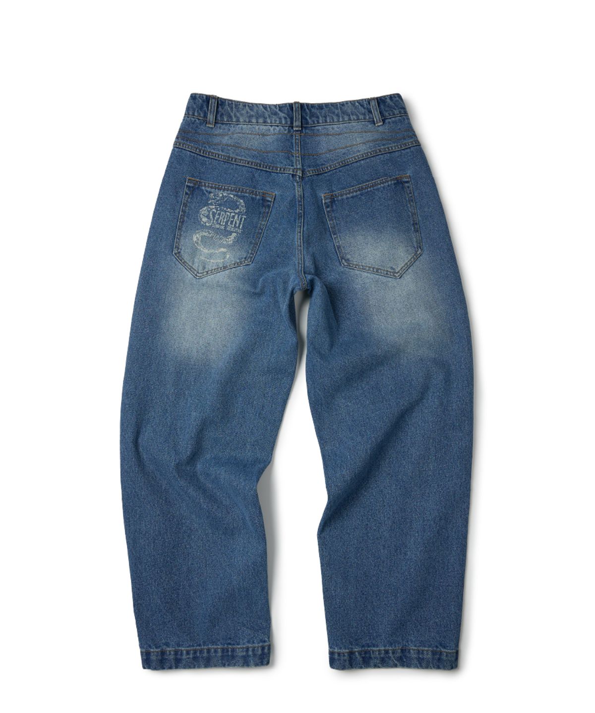 이티씨이(ETCE) SNAKE BONE WASHED DENIM PANTS (BLUE)