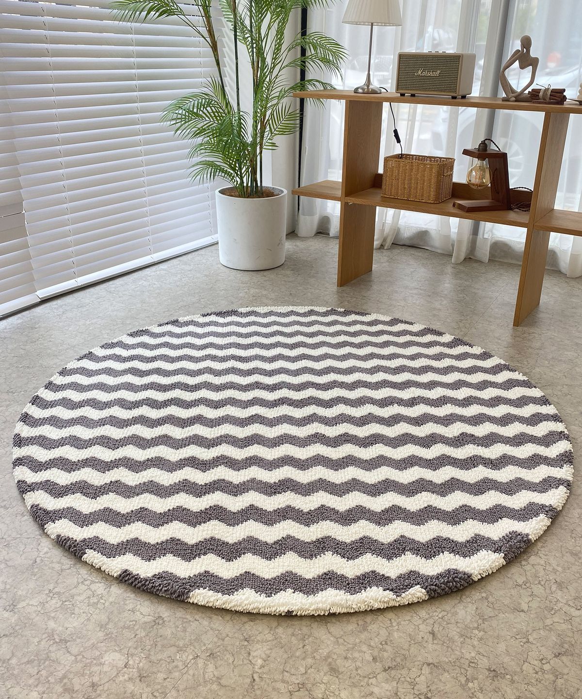 샤이닝홈(SHININGHOME) 꼬모러그 폼폼 루프 원형카페트 2size 3컬러