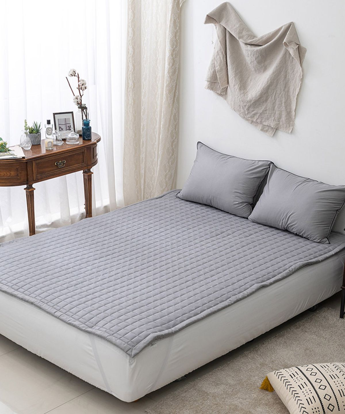 샤이닝홈(SHININGHOME) 더블리 그레인 순면 고정밴드 논슬립 침대패드 SS/Q 2size 5컬러