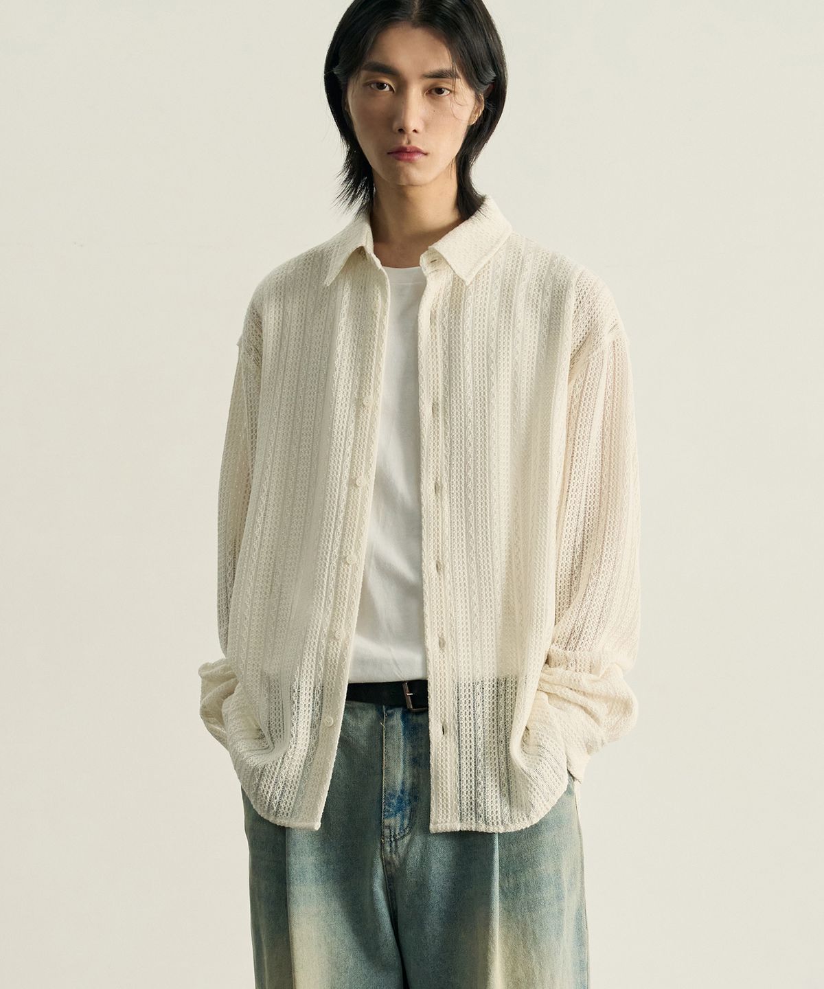 로템버(ROTEMBER) 케이블 크로셰 셔츠 [IVORY]