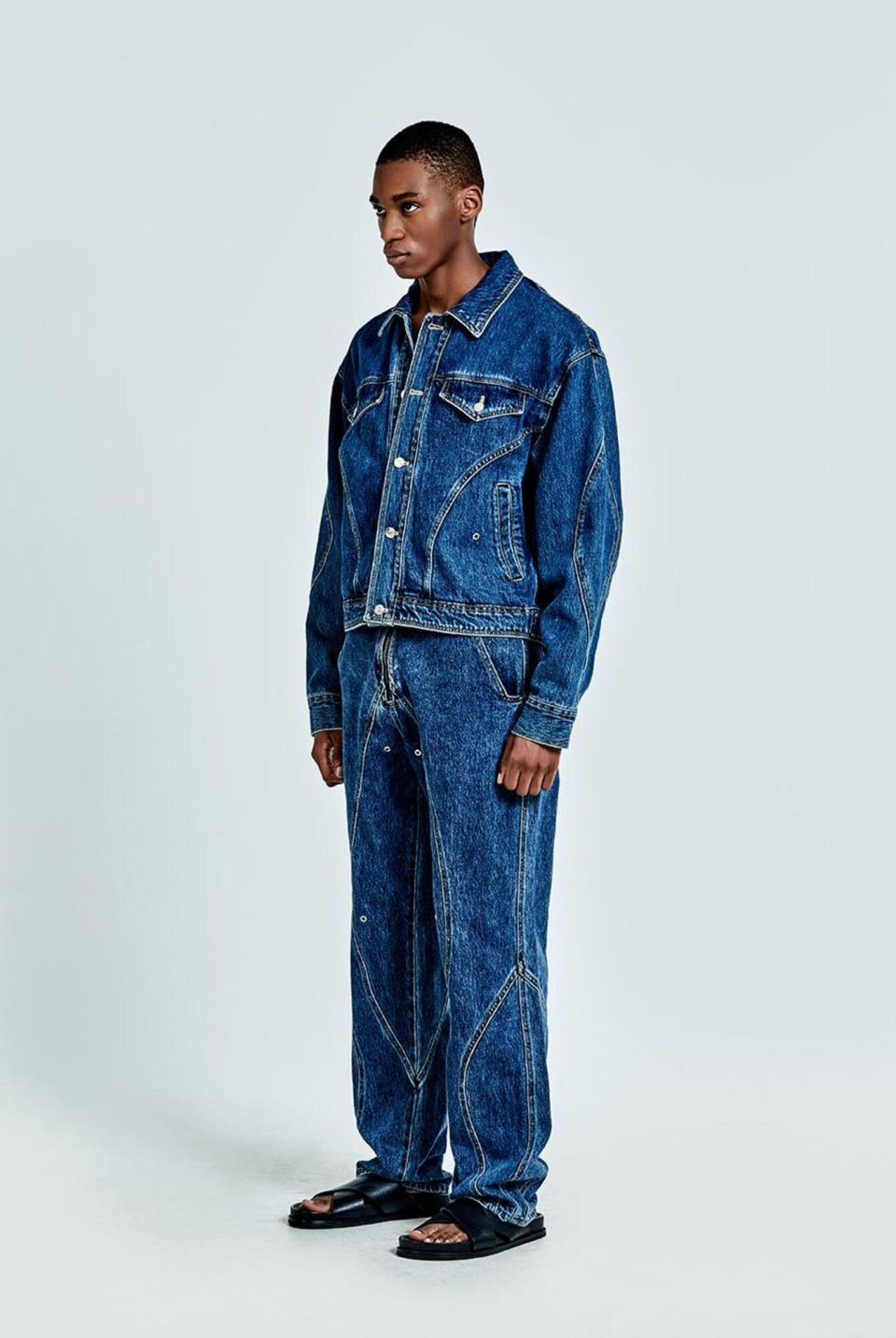 MUSINSA公式 | 51PERCENT Tunnel Lining denim Jacket - Deep Blue