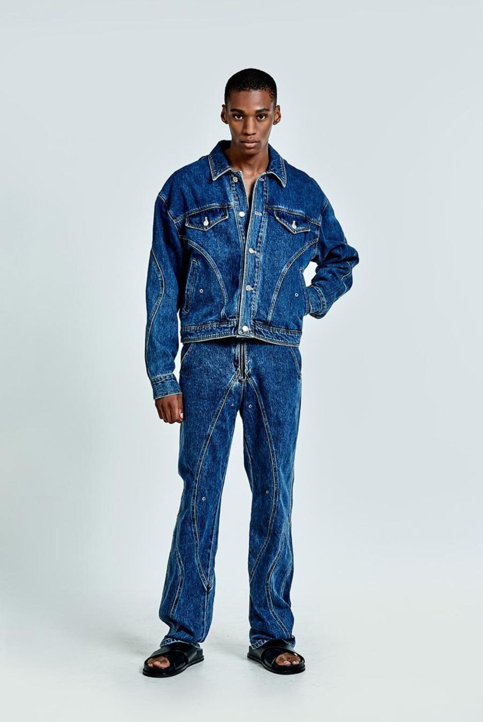 MUSINSA公式 | 51PERCENT Tunnel Lining denim Jacket - Deep Blue