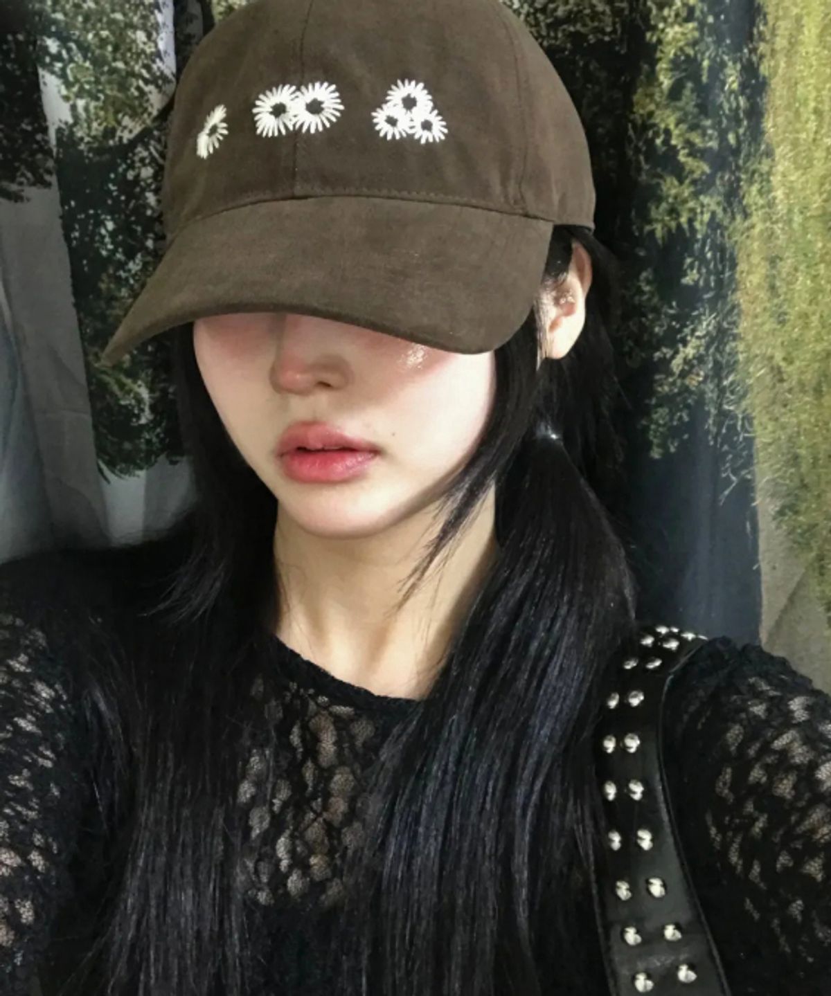 마이딥블루메모리즈(MY DEEP BLUE MEMORIES) Newvy Logo Peach Ball Cap (BROWN)