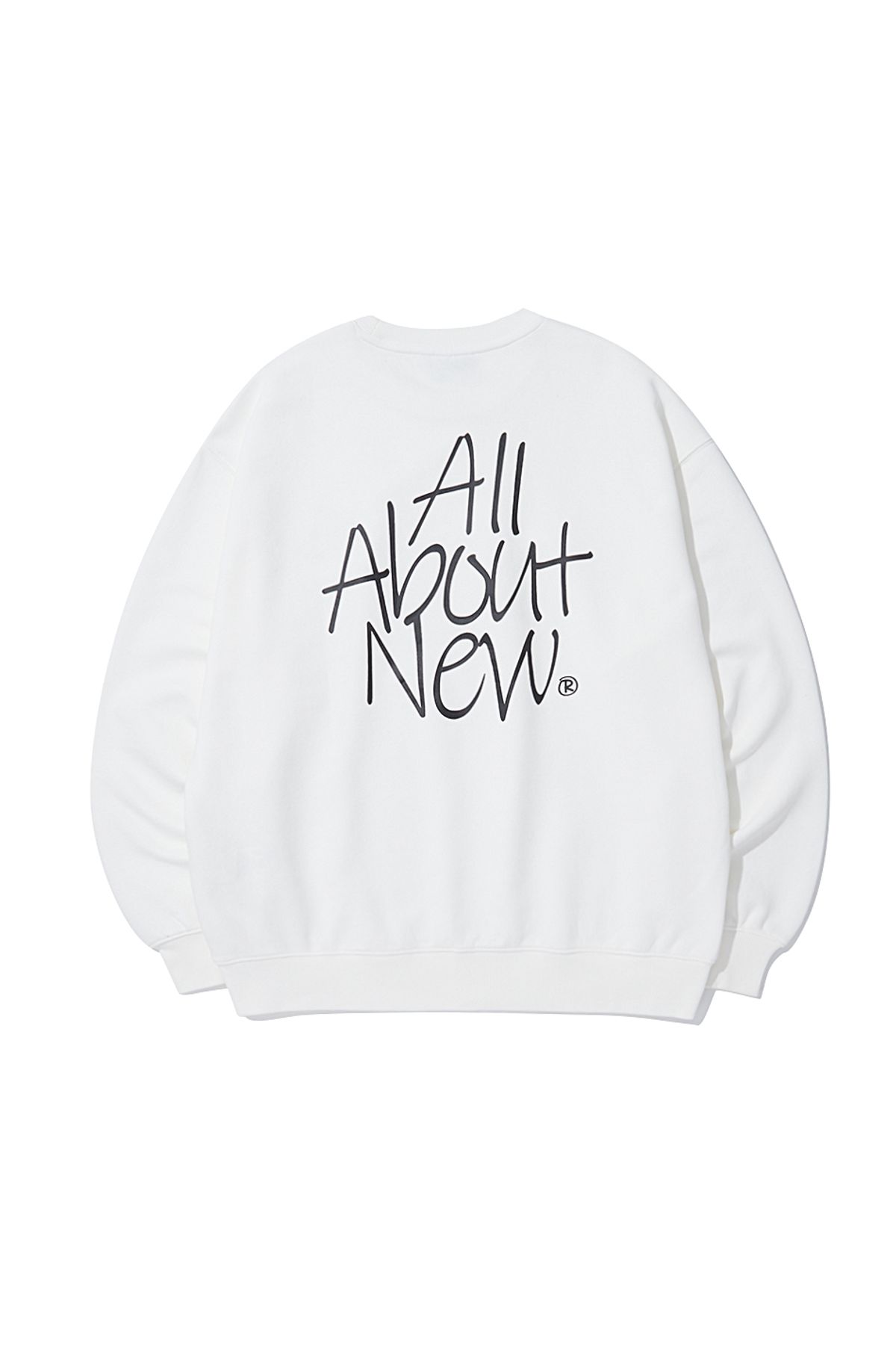 올어바웃뉴(ALL ABOUT NEW) 흘림체 로고 맨투맨 O화이트 ANZ1TM31GOH