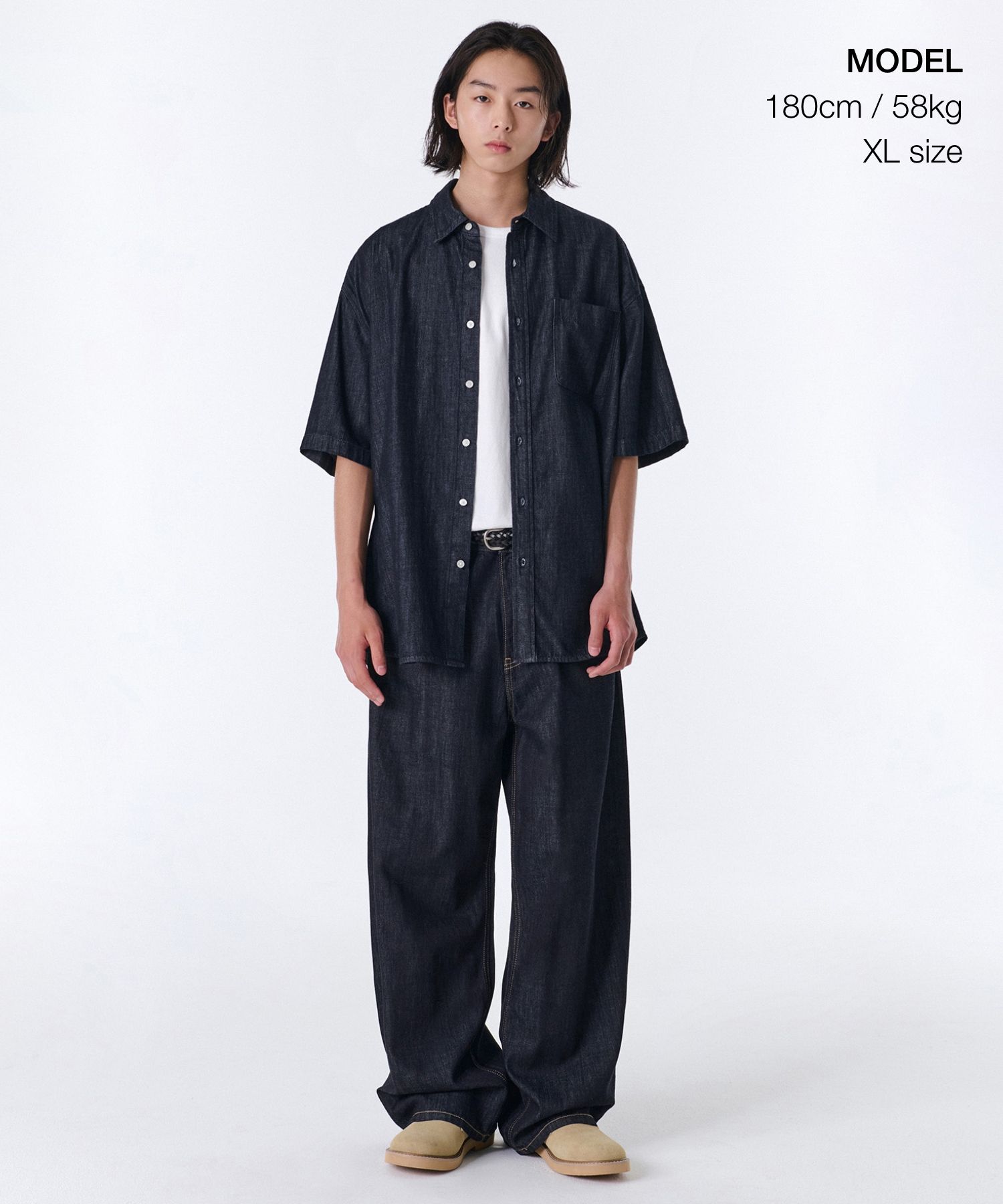 ★MUSINSA STANDARD★ Oversized short sleeve denim shirt indi MUSINSA | MUSINSA STANDARD Oversized short sleeve denim