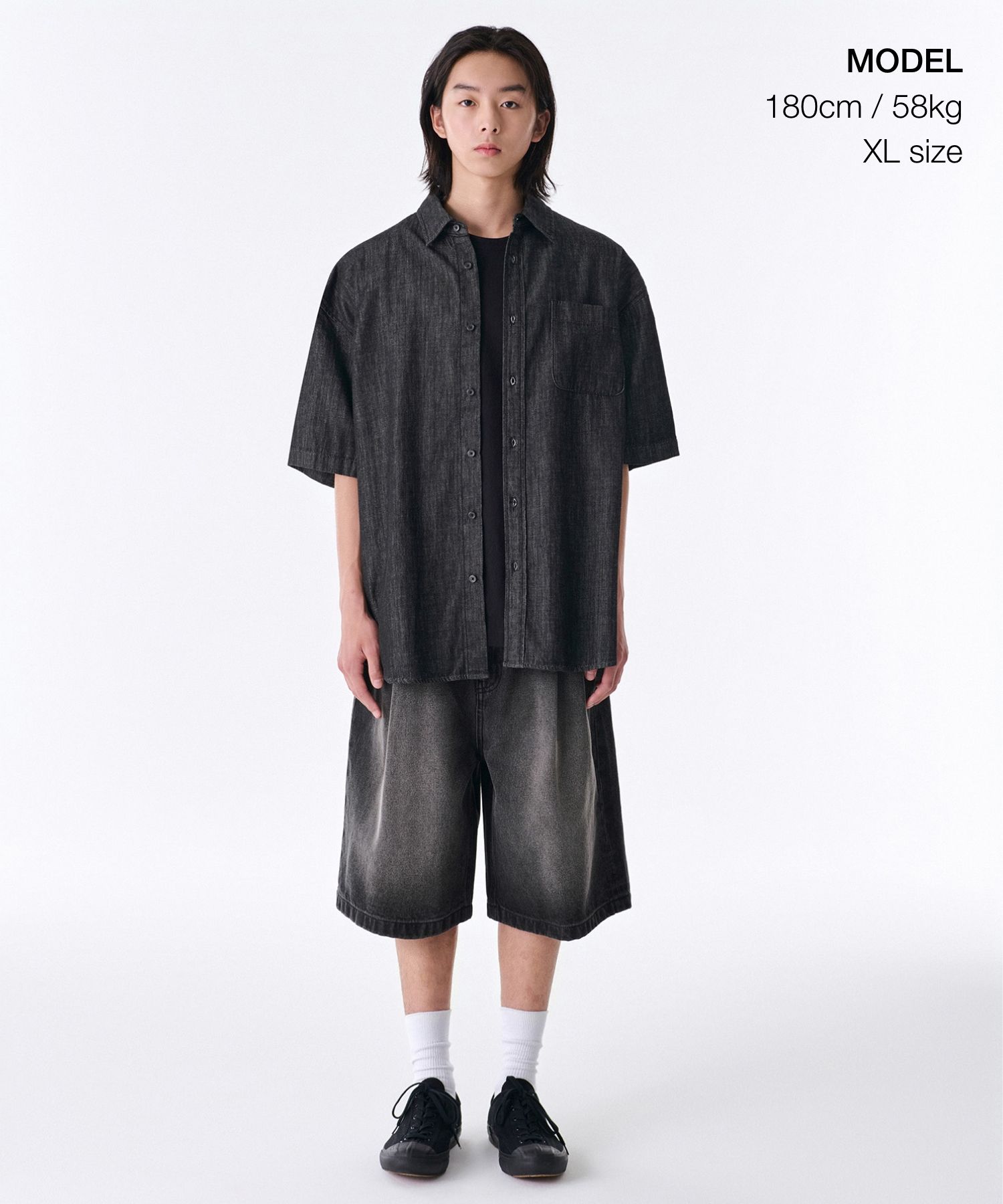 ★MUSINSA STANDARD★ Oversized short sleeve denim shirt ligh MUSINSA | MUSINSA STANDARD Oversized short sleeve denim