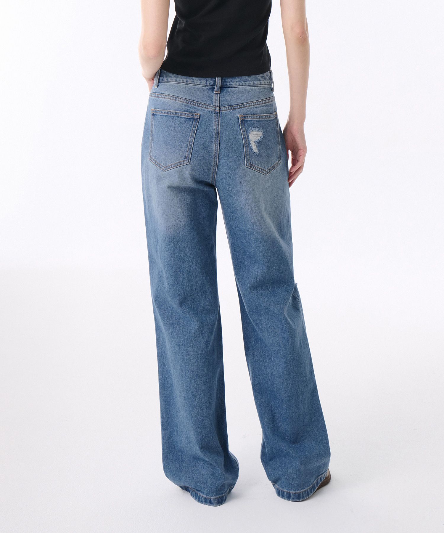 ★MUSINSA STANDARD★ Destroyed Knee Wide Denim Pants Gray MM MUSINSA | MUSINSA STANDARD Destroyed Knee Wide Denim Pants