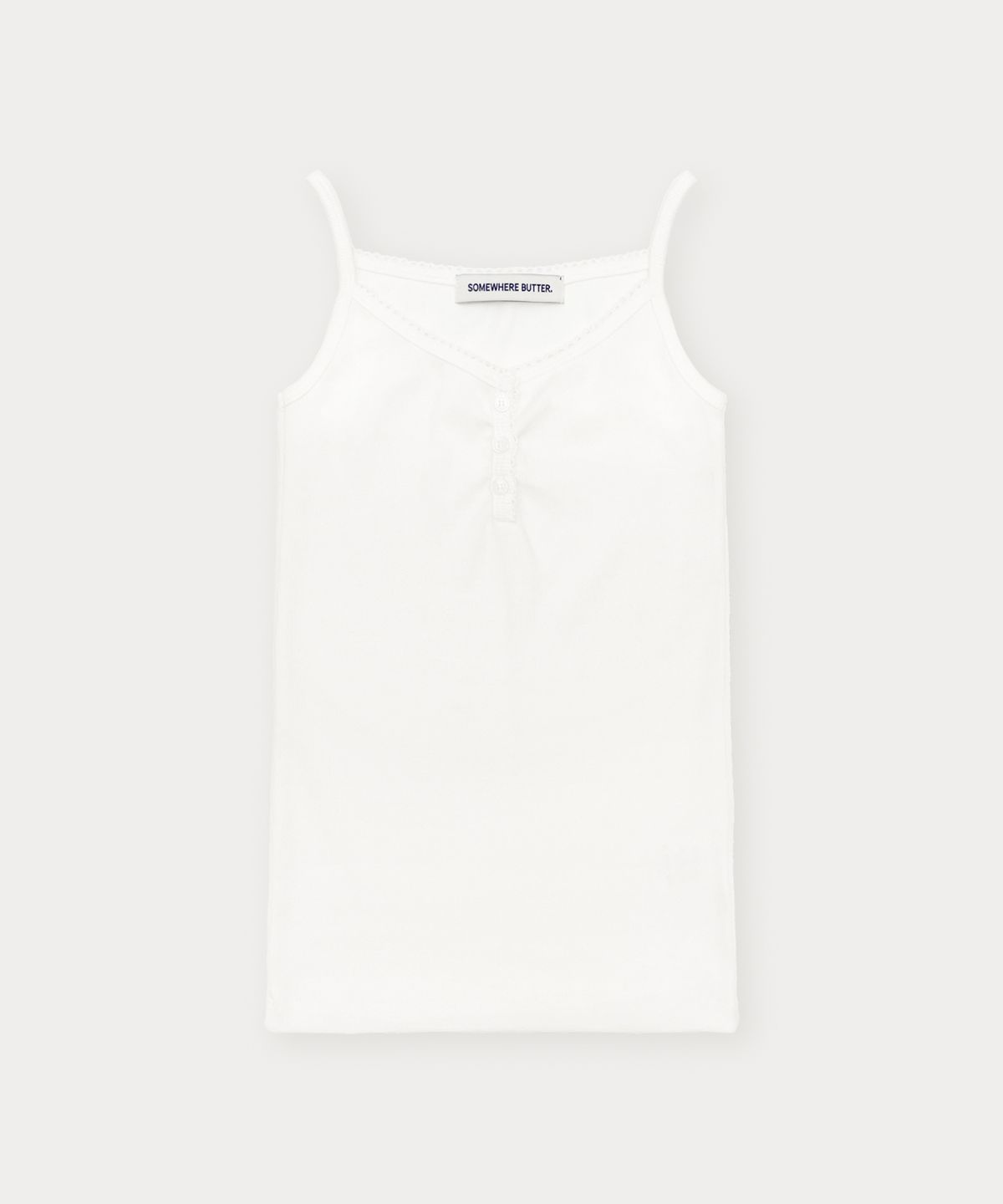 썸웨어버터(SOMEWHEREBUTTER) Lace Button Sleeveless - Ivory