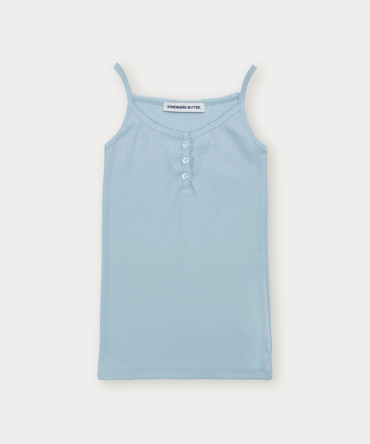 썸웨어버터(SOMEWHEREBUTTER) Lace Button Sleeveless - Light Blue