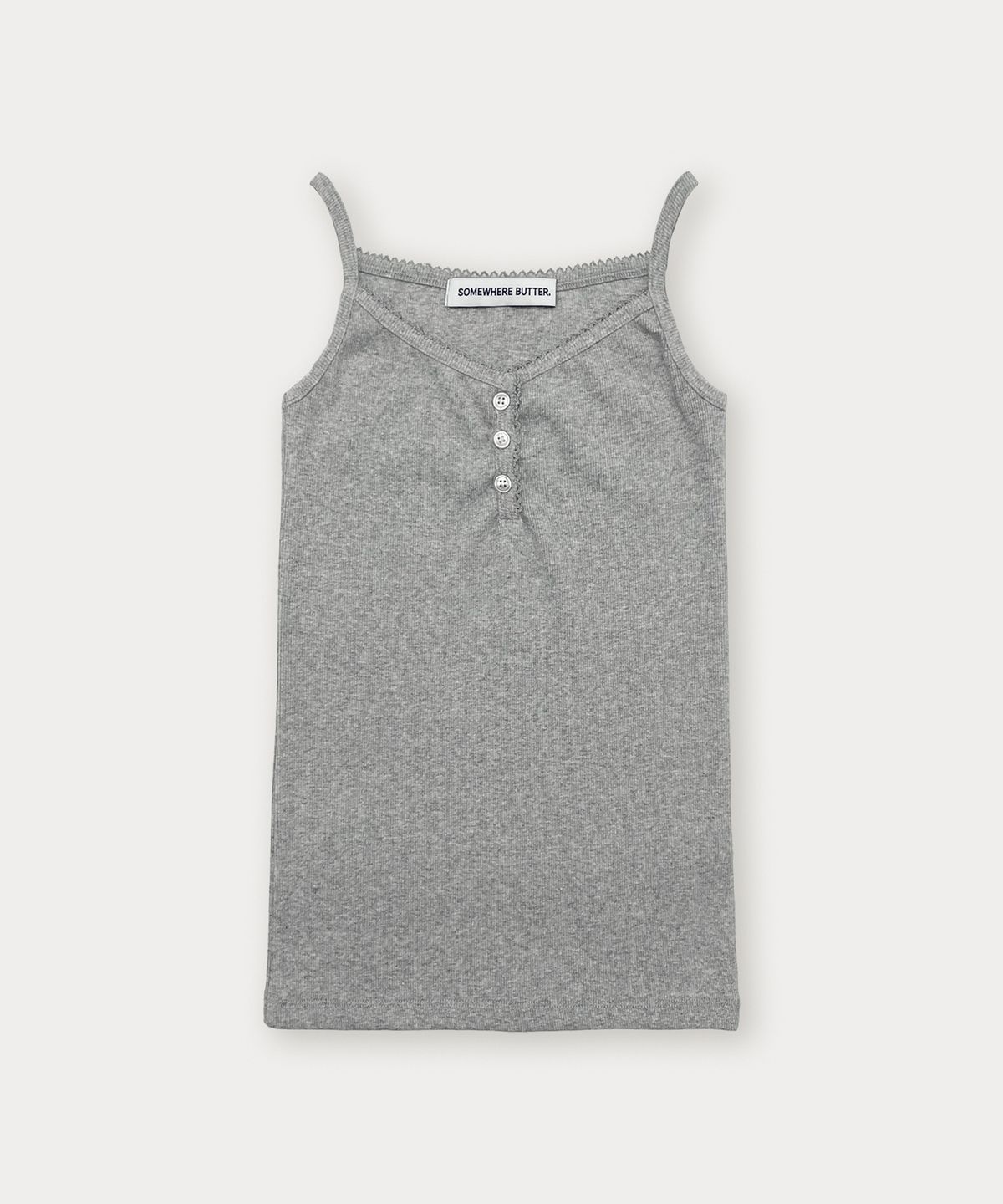 썸웨어버터(SOMEWHEREBUTTER) Lace Button Sleeveless - Grey