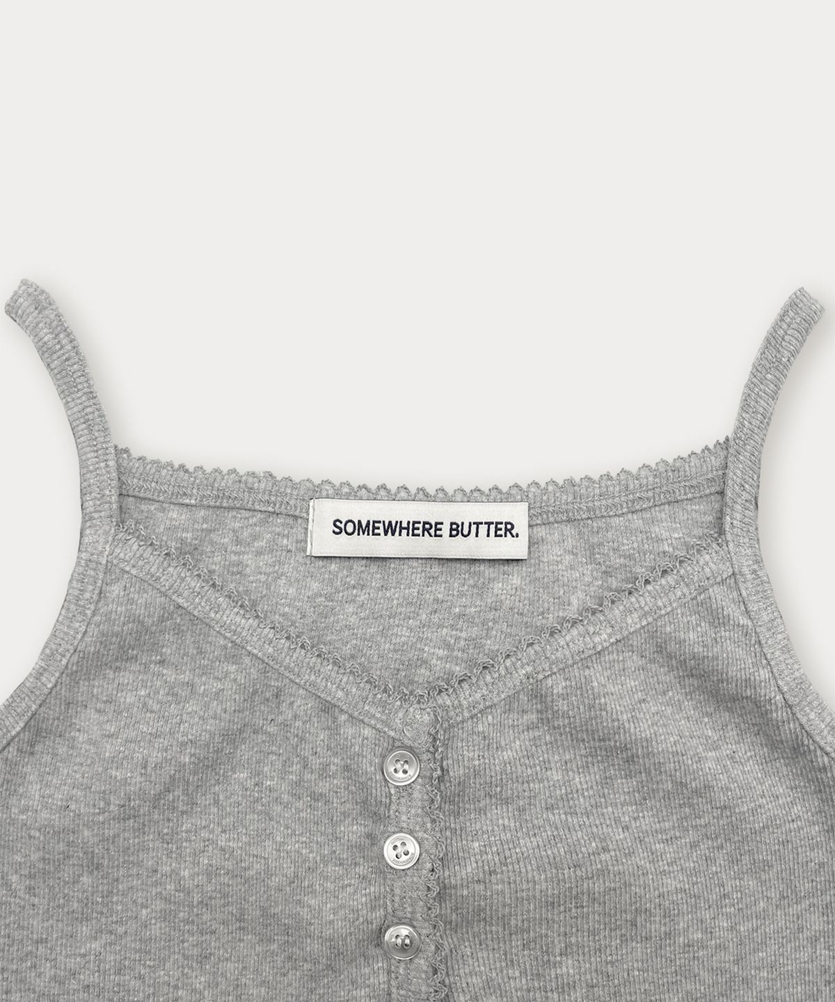 썸웨어버터(SOMEWHEREBUTTER) Lace Button Sleeveless - Grey