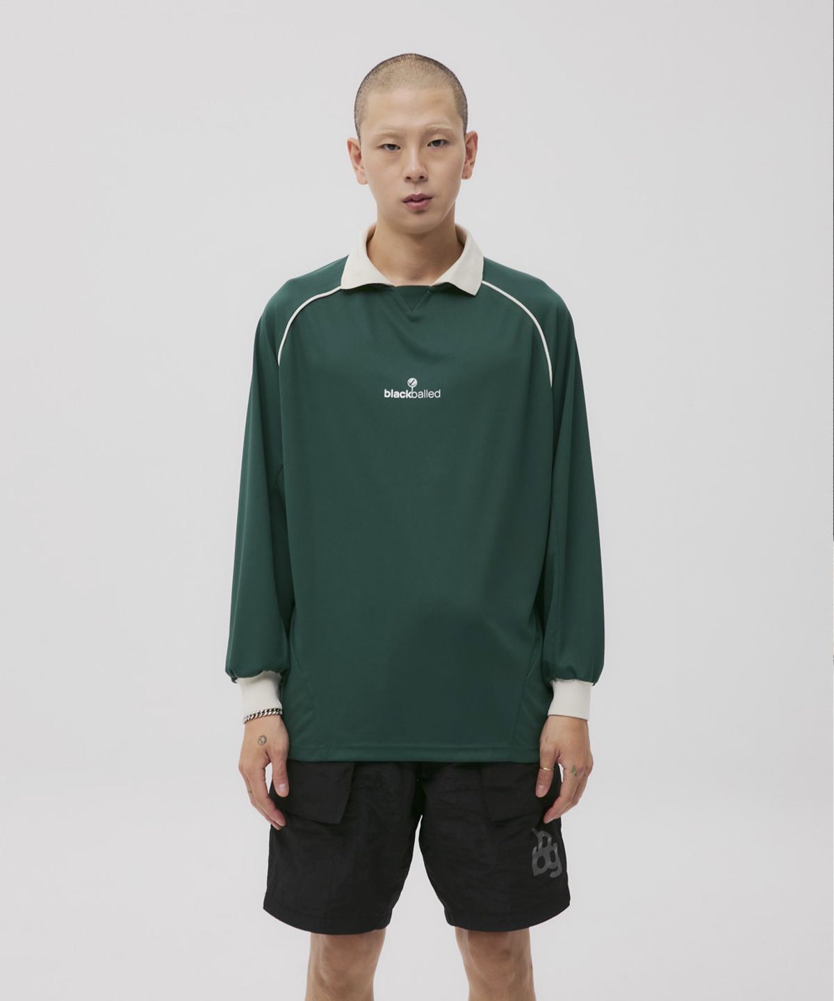 블랙볼드(BLACKBALLED) 메쉬 카라 티셔츠 GREEN