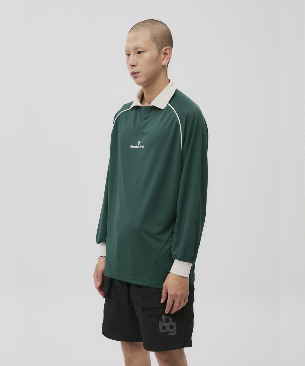 블랙볼드(BLACKBALLED) 메쉬 카라 티셔츠 GREEN
