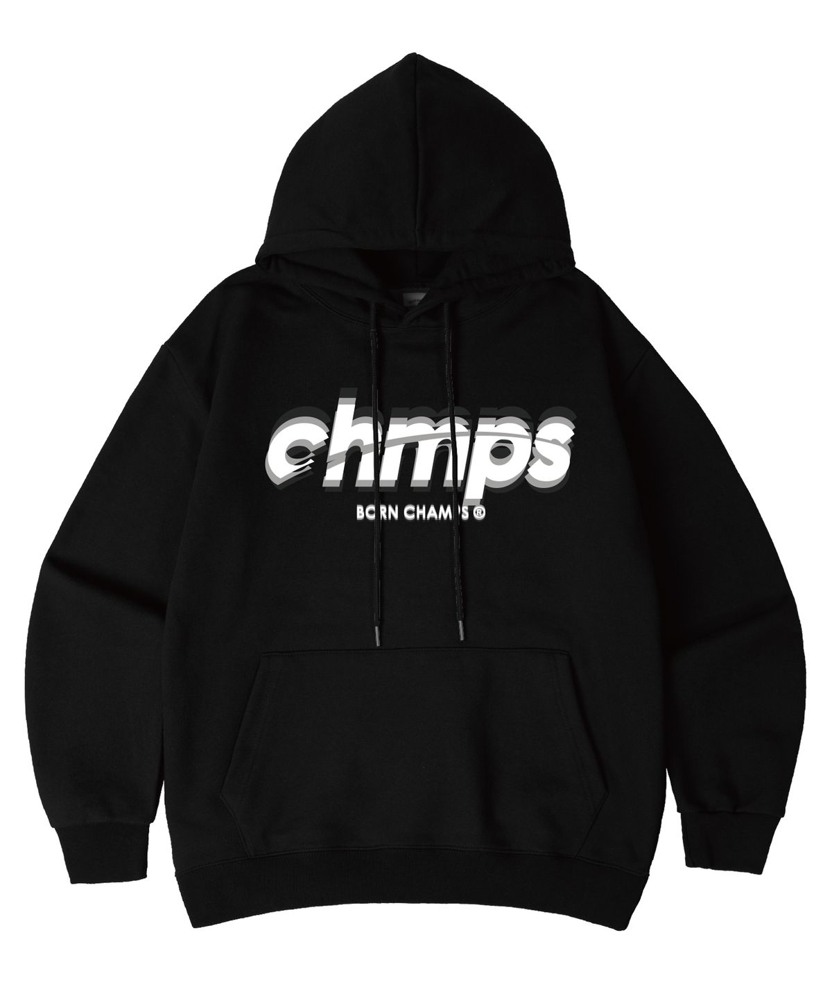 본챔스(BORN CHAMPS) [3 COLORS] 챔스 오버랩 오버핏 후드 티셔츠 B25ST04 [기모/NO기모]