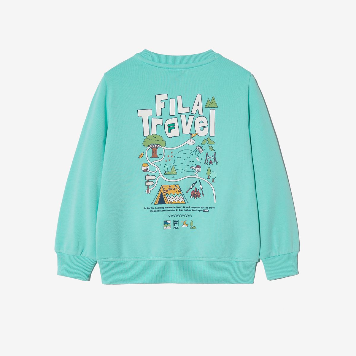 휠라 키즈(FILA KIDS) Travel club 캠핑 그래픽 맨투맨