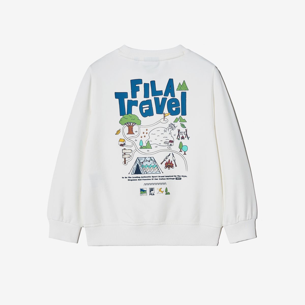 휠라 키즈(FILA KIDS) Travel club 캠핑 그래픽 맨투맨