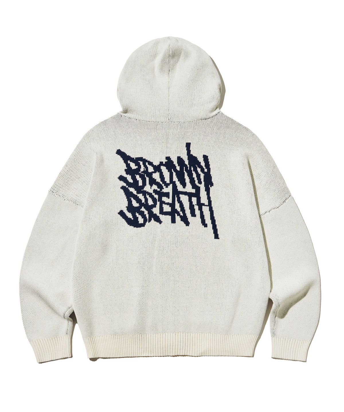 브라운브레스(BROWNBREATH) TAG KNIT HOOD ZIP UP - IVORY
