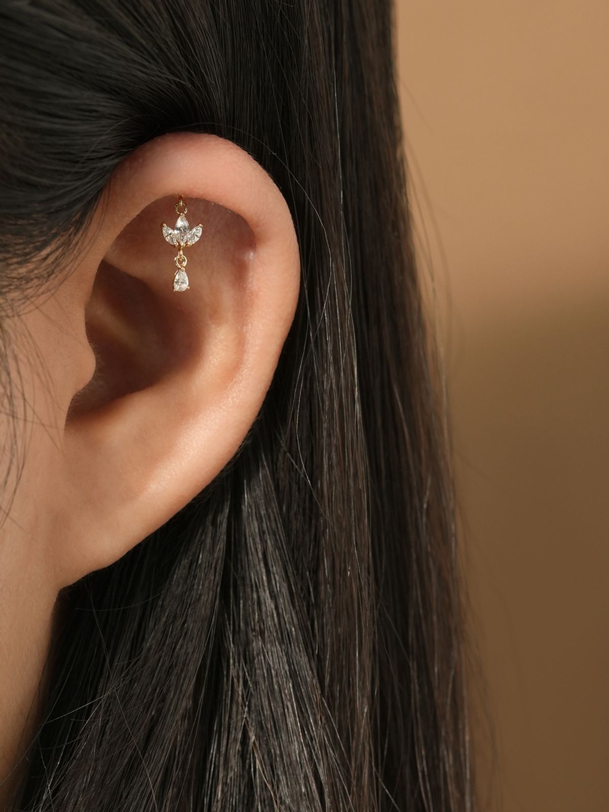 미니멀피어싱(MINIMALPIERCING) [0.8mm]14K 인터널 미니 티아라 드롭 라블렛 피어싱 귀걸이