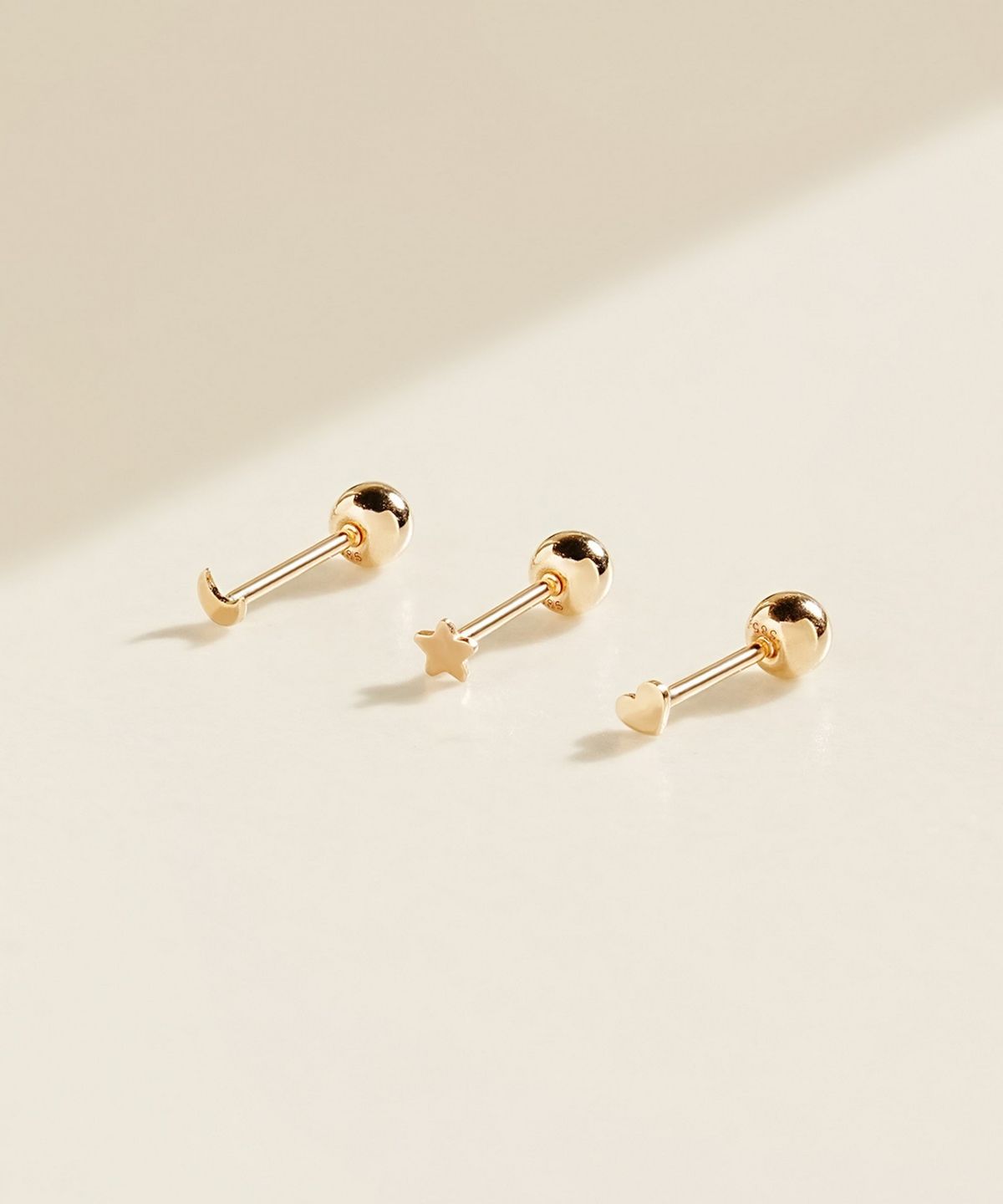 미니멀피어싱(MINIMALPIERCING) 14K 초 미니 하트 별 피어싱 귀걸이