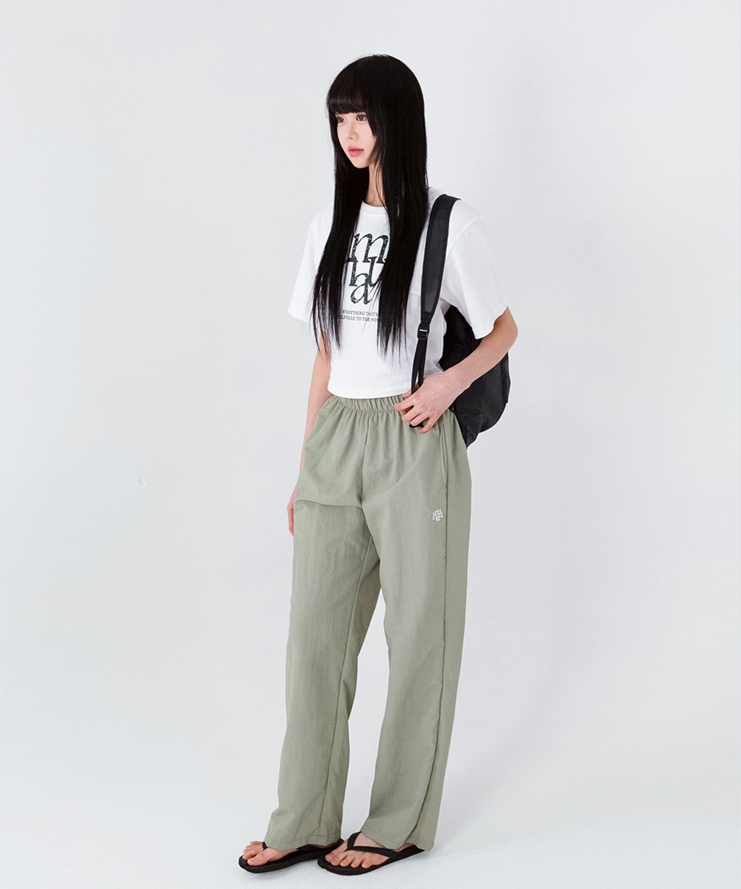 ●muahmuah● Mua cooling wide banding pants 2 colors _MUP214 MUSINSA | MUAHMUAH Stitch Cooling Wide Banding Pants [Khaki]