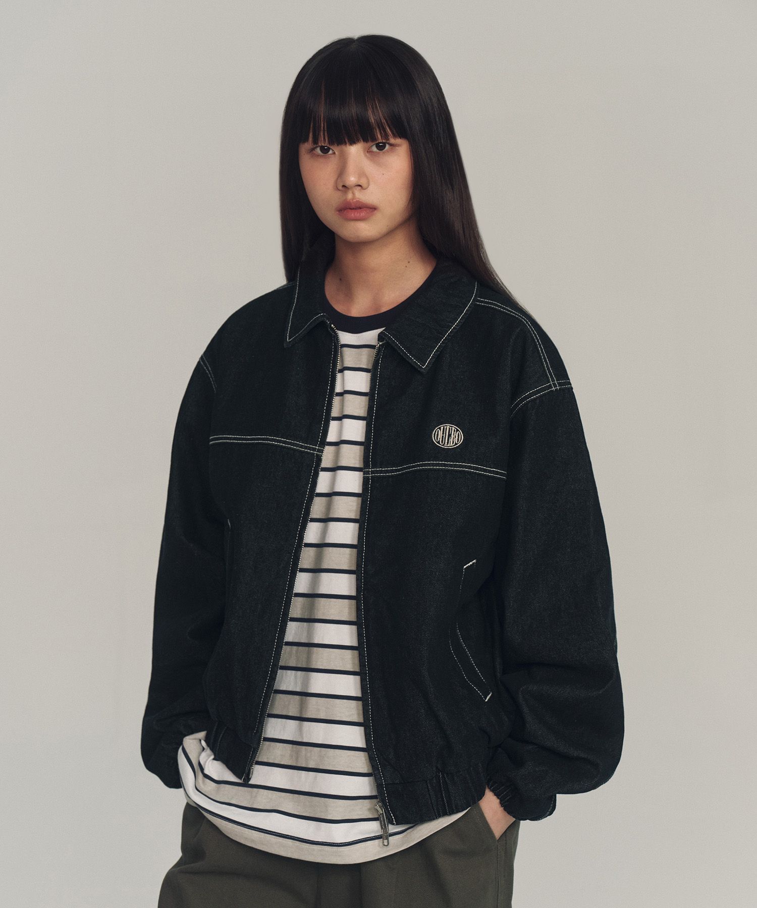 MUSINSA | URBANDTYPE Denim Stitch Crop Jacket_Black