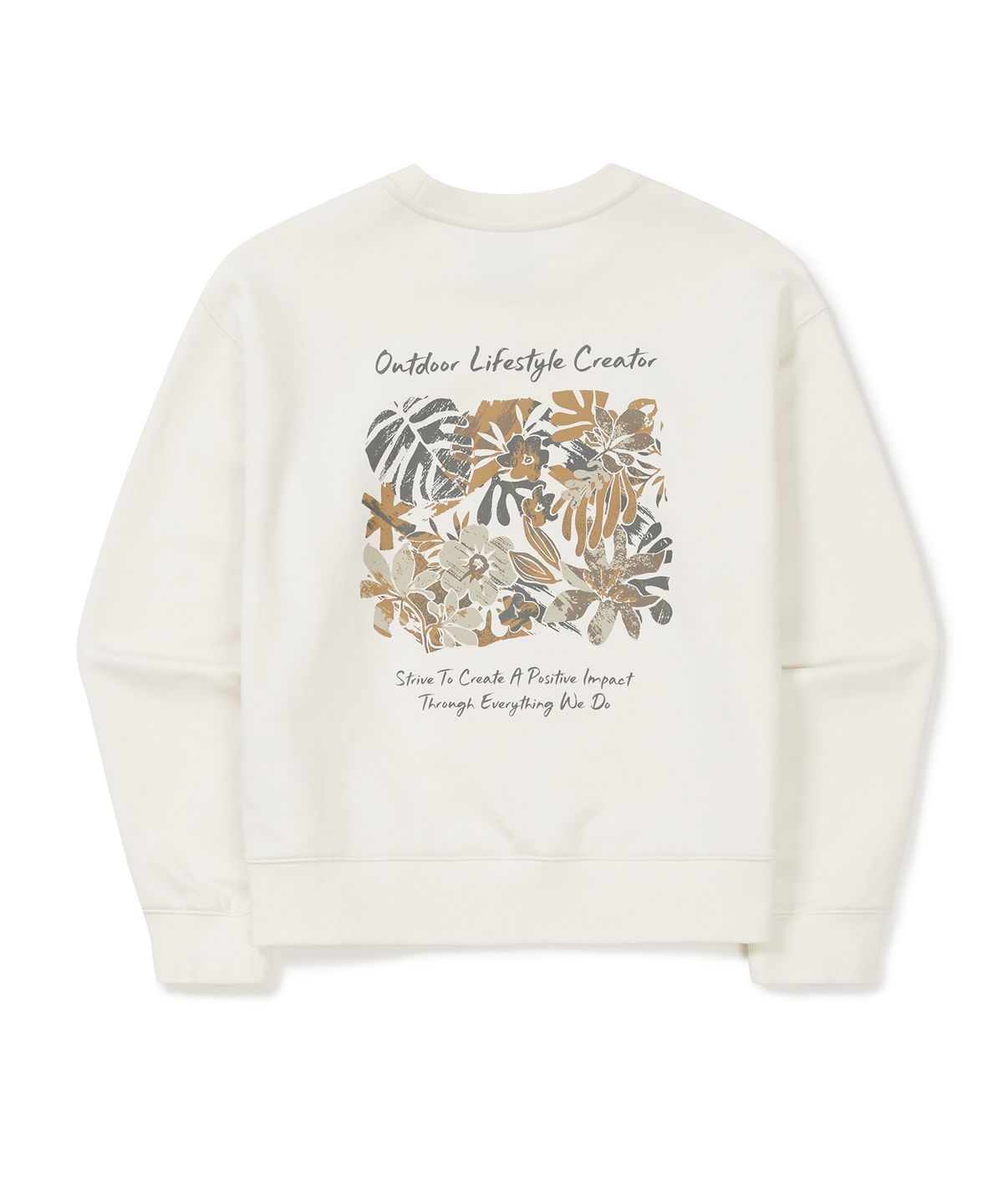 스노우피크 어패럴(SNOWPEAK APPAREL) 여성 트로피컬 그래픽 세미크롭 맨투맨 (S25SWFHT53) Butter Ivory