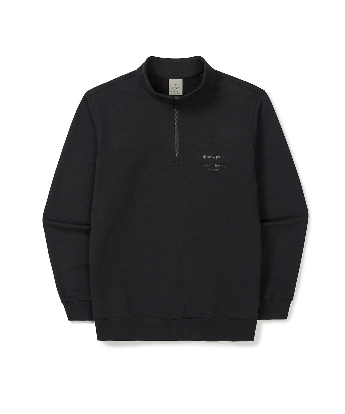 스노우피크 어패럴(SNOWPEAK APPAREL) 랜드 우븐 패치 반집업 맨투맨 (S25SMFZT24) Black