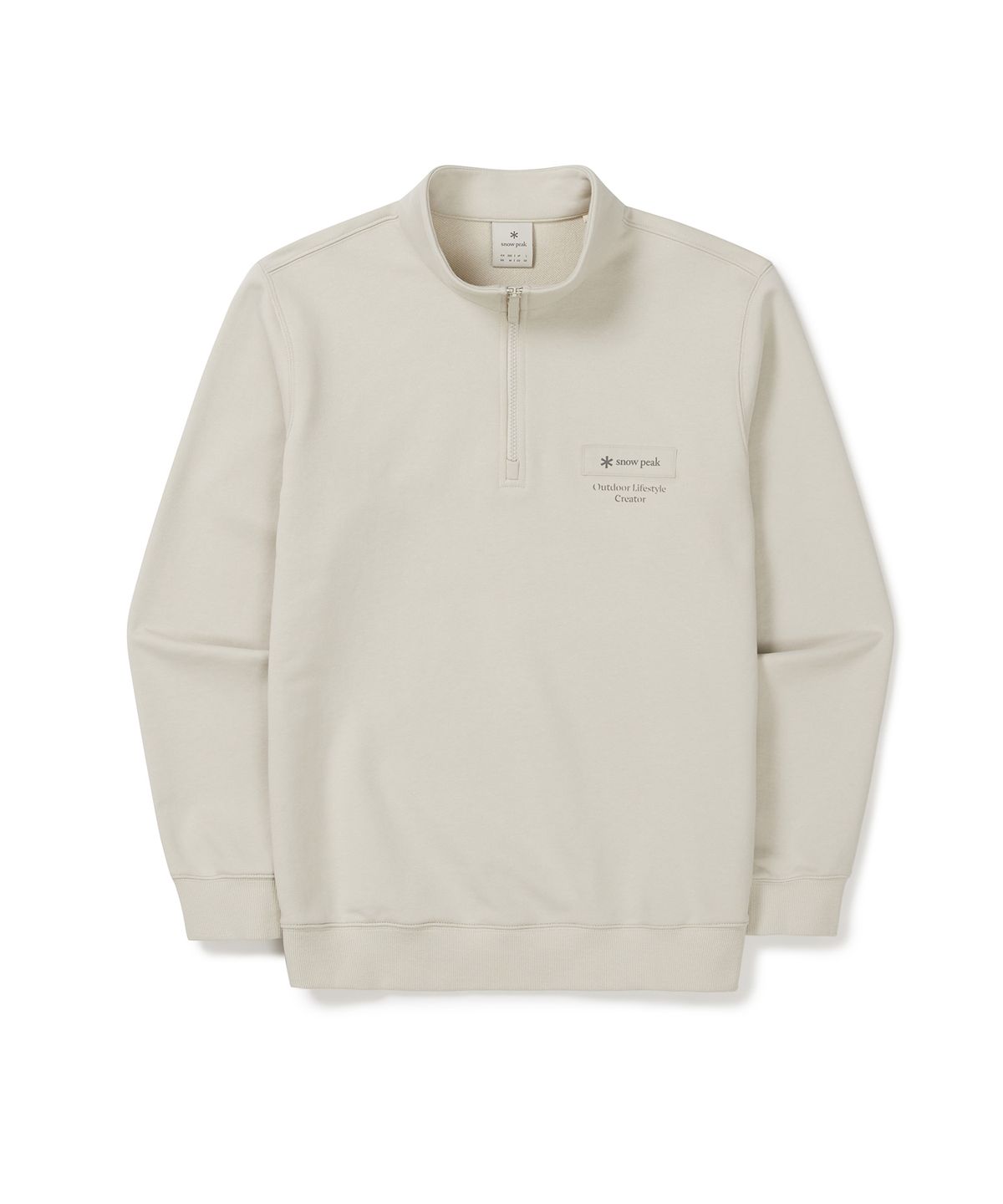 스노우피크 어패럴(SNOWPEAK APPAREL) 랜드 우븐 패치 반집업 맨투맨 (S25SMFZT24) Light Beige