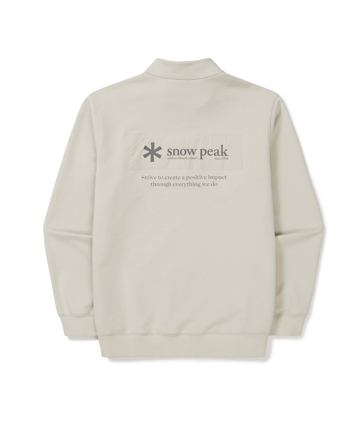 스노우피크 어패럴(SNOWPEAK APPAREL) 랜드 우븐 패치 반집업 맨투맨 (S25SMFZT24) Light Beige