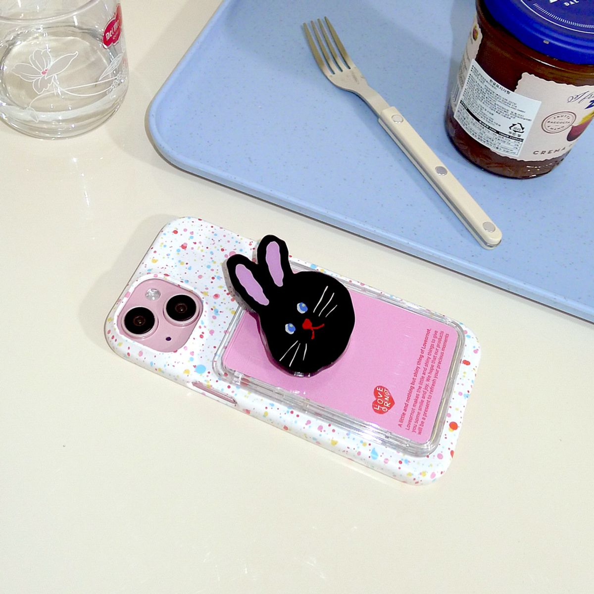 러브오낫(LOVE OR NOT) 맥세이프 카드톡_Black Rabbit  Magsafe Card-Tok
