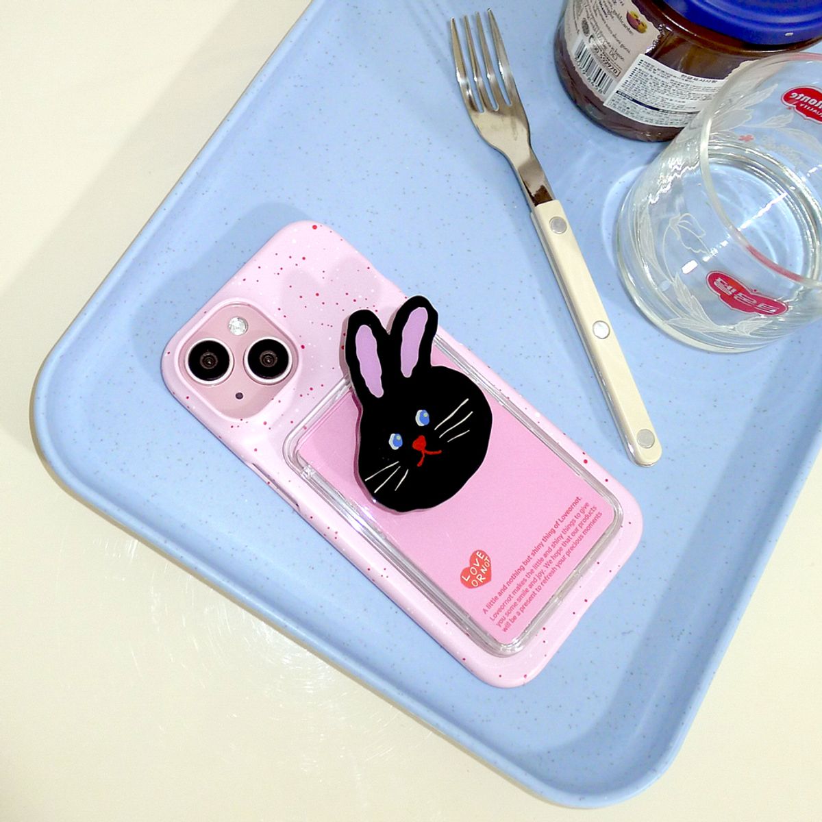 러브오낫(LOVE OR NOT) 맥세이프 카드톡_Black Rabbit  Magsafe Card-Tok