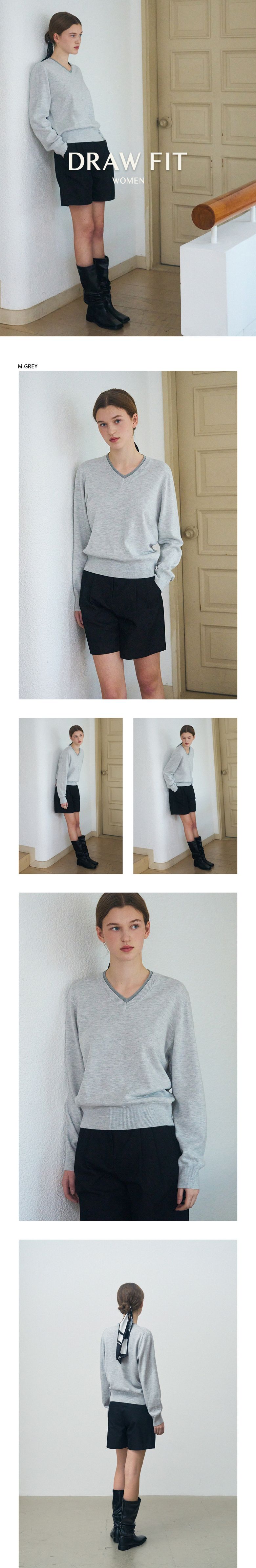 Two-Ply Rib V-Neck Knit